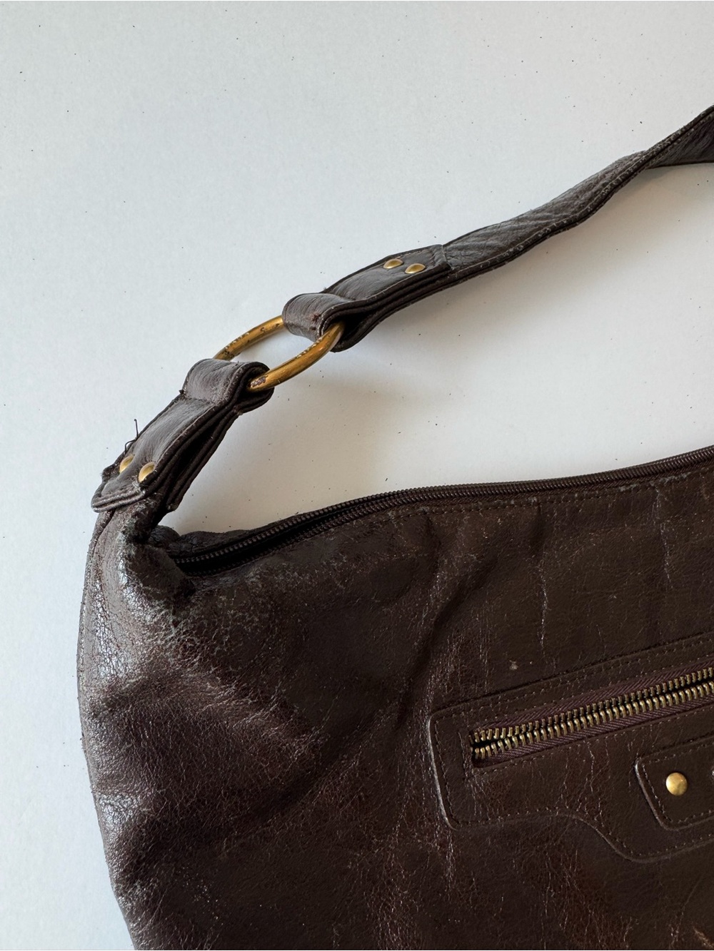 XOXO Dark Brown Shoulder Bag with Feather Accent - Picture 6 of 7